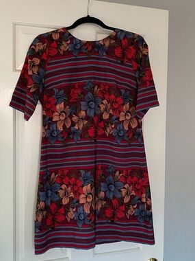 Striped Floral Shift Dress